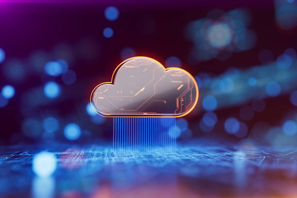 internet infrastructure concept. abstract technology background. - cloud computing stockfoto's en -beelden