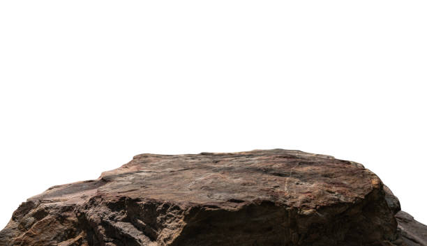 istock Rock isolated, Stone podium, Cliff mountain on white backgrounds well material design exhibition platform and Space montage your product display, Clipping path 2195044972