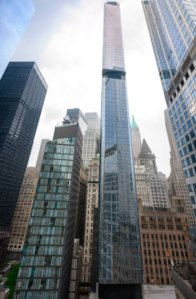 Tall blue glass apartment towers downtown Manhattan
