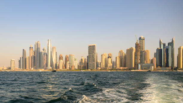 istock Dubai waterfront skyline from the sea 2195050887