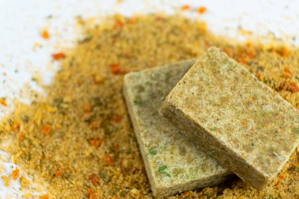 Umami Flavor Bouillon Cubes. MSG-Enhanced Seasoning Cubes stock photo
