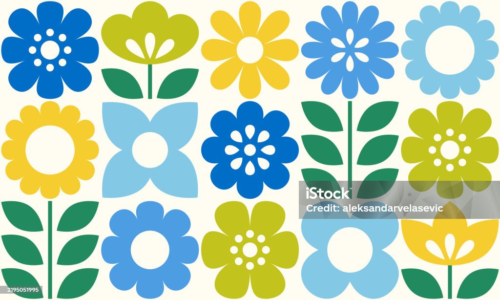 Graphic Flowers and Leaves Icons Seamless Pattern - Royalty-free Bloem - Plant vectorkunst Graphic Flowers and Leaves Icons Seamless Pattern - Royalty-free Bloem - Plant vectorkunst