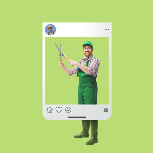 Professional gardener sharing a social media post