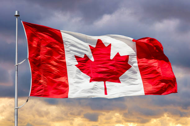 istock Canadian Flag Waving Wind 2195065444