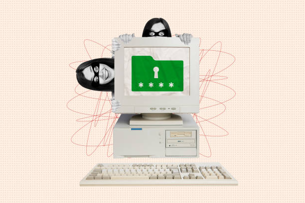 istock Collage two young girls robbers mask steal data privacy confidential information computer cybersecurity encrypted folder locked access 2195067886