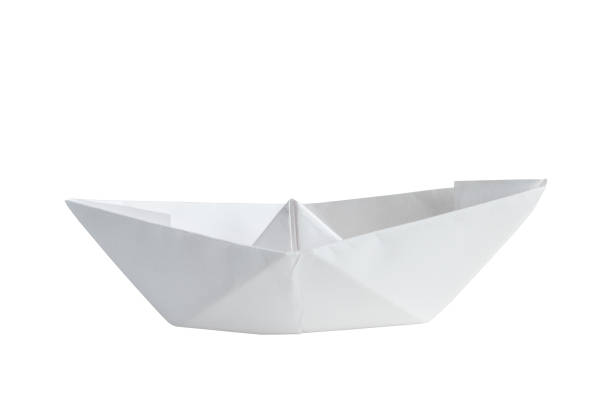 White paper boat on a white isolated background