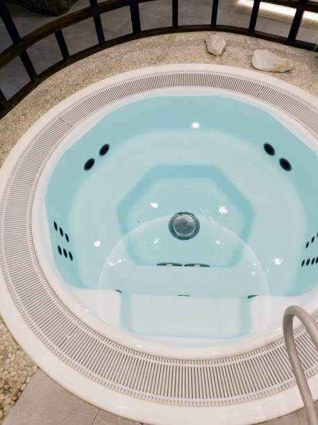 istock Round incredible hot tub in hotel. 2195070289