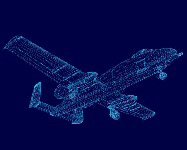 istock Blue airplane is flying in the sky. The image is a computer-generated rendering of the plane 2195073207
