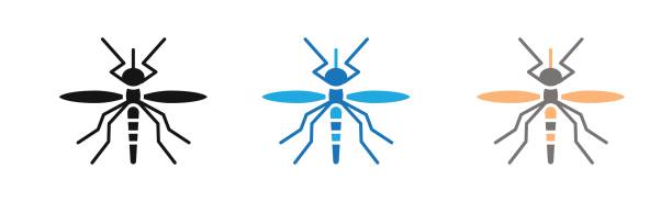 malaria icon Line Art Logo set malaria icon outline collection or set in black and white pest control logos silhouette stock illustrations