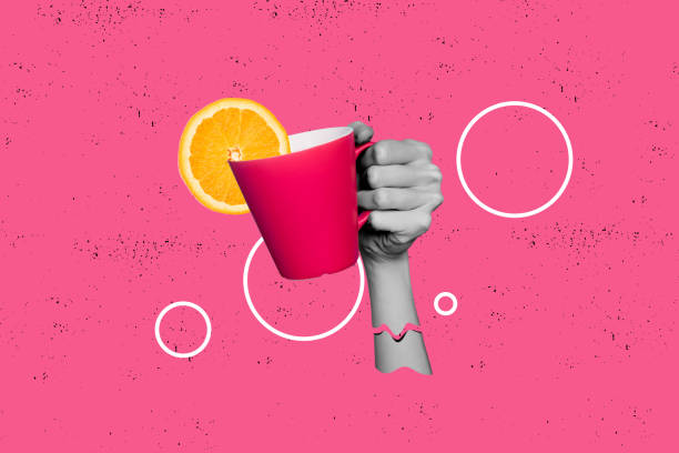 istock Creative banner collage artwork template for summertime advert cocktails pub bar hold cup with orange slice isolated on pink background 2195078554