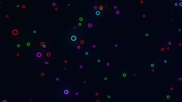 istock Flying random rainbow rings in dark galaxy - 4K Stok photo 2195080232