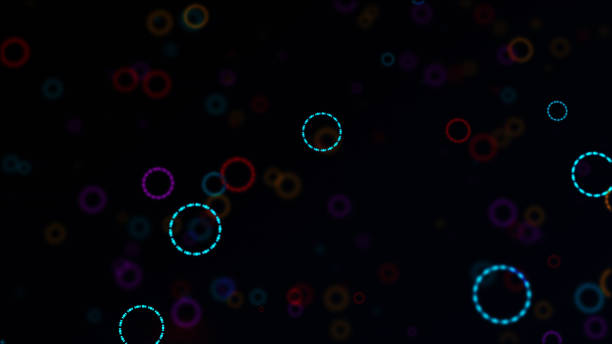 istock Flying random rainbow rings in dark galaxy - 4K Stok photo 2195080356