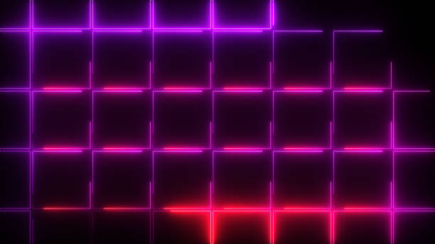 Grid neon animation motion graphics - 4K Stok photo