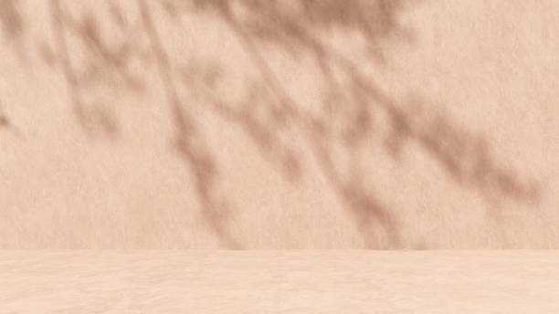 istock Unobtrusive natural pastel background with shadows on the wall, exterior - 3d render. 2195081302