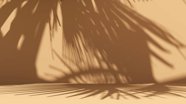 istock Unobtrusive natural pastel background with shadows on the wall, exterior - 3d render. 2195081411