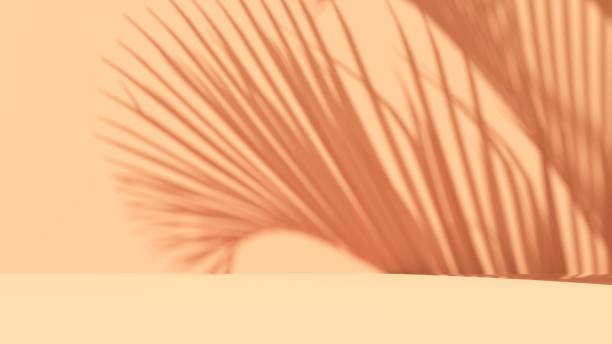 istock Unobtrusive natural pastel background with shadows on the wall, exterior - 3d render. 2195081430