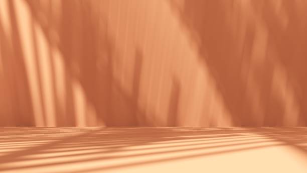 istock Unobtrusive natural pastel background with shadows on the wall, exterior - 3d render. 2195081471