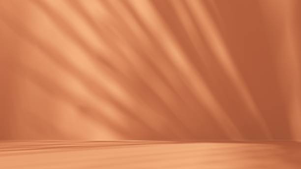 istock Unobtrusive natural pastel background with shadows on the wall, exterior - 3d render. 2195081488