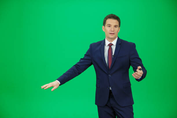istock Weather forecaster on green background 2195085917