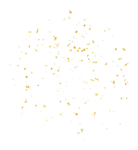 istock Gold Confetti and ribbons celebration party design element, Falling shiny gold confetti 2195088881