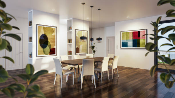 istock Large luxury modern bright interiors Living room mockup illustration 3D rendering image 2195088983