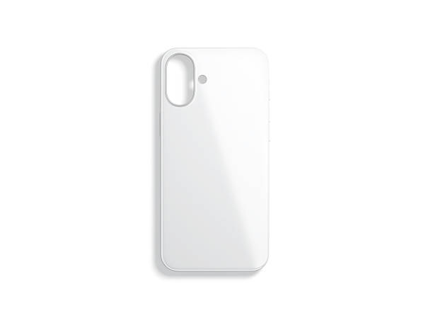 istock Blank white glossy phone case mockup, top view 2195095685