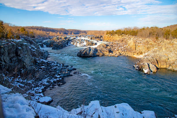 istock Great Falls Park Water falls in winter 2195097836