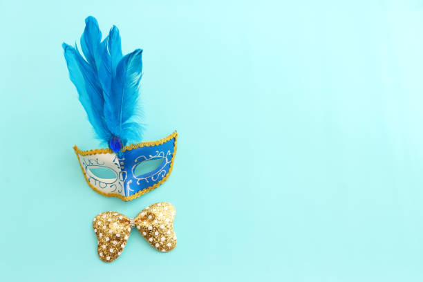 istock Holidays image of masquarade mask over blue background. view from above 2195098926
