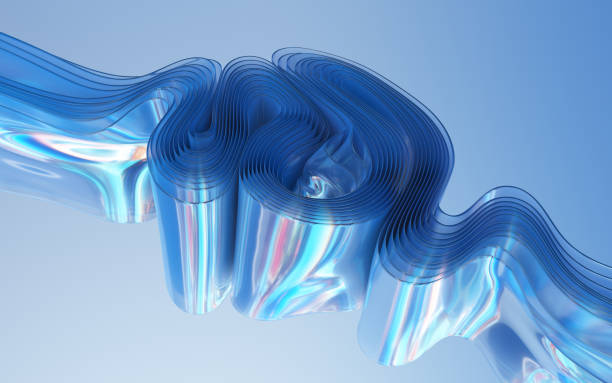 istock Abstract glass wavy shapes 3d render. 2195104398
