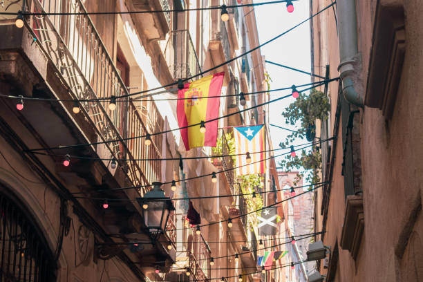 istock Low angle view of a street in Barcelona (Spain) 2195116612