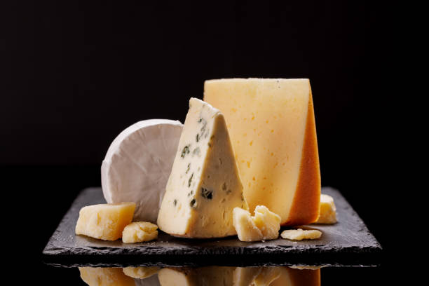 istock A refined selection of aged cheeses presented on a board 2195116687