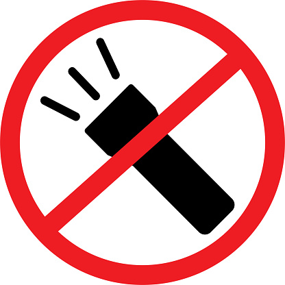 Flashlight Refrected Sign No Flashlight Sign Stock Illustration - Download Image Now - Accidents ...