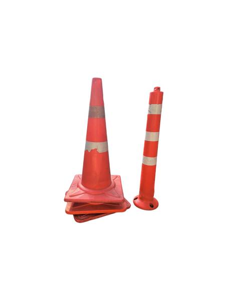 istock Orange traffic cone isolated on white background. Road cones, highway cones, safety cones, caution cones. Temporarily redirect traffic 2195127763
