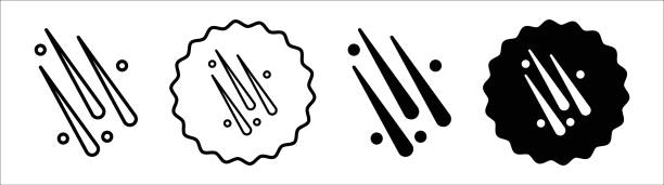 Meteor shower icon symbol set collection. Meteor shower simple vector sign bundle Meteor shower icon logo sign vector outline in black and white color shooting star png stock illustrations