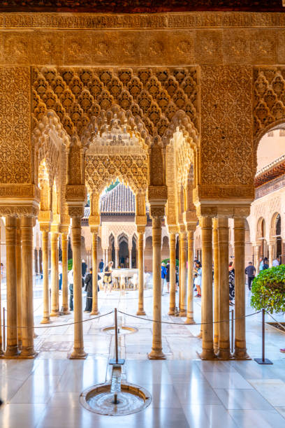Moorish arches in the Court of the Lions, Alhambra, Granada