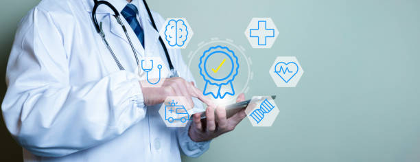 istock ISO standards, medical service quality certification. 2195137478