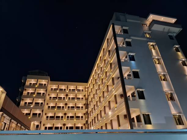 istock A modern hotel towering gracefully above the city. 2195143701