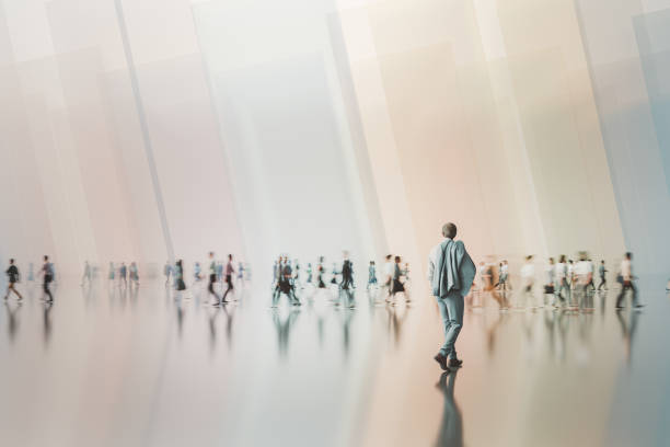 istock Businessman walking in VR environment 2195144678