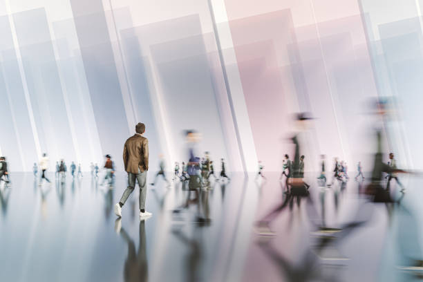 istock Businessman walking in VR environment 2195144685