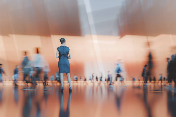 istock Businesswoman standing in VR environment 2195144705
