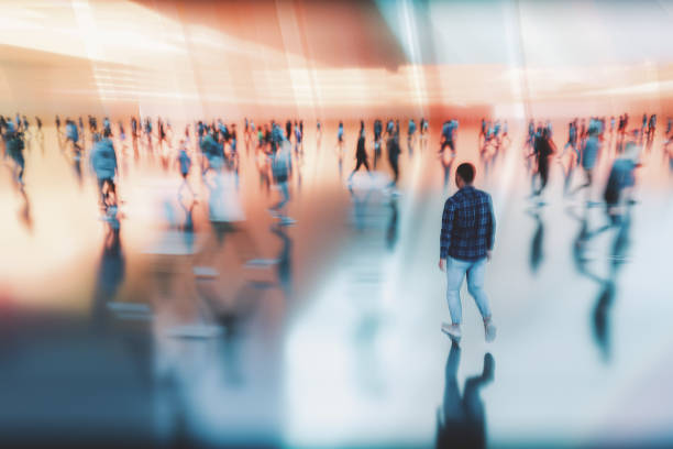 istock Casual man walking in VR environment 2195144744