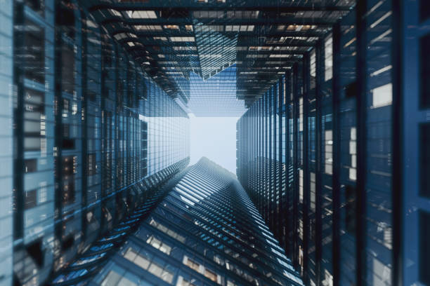 Modern office buildings and skyscrapers. 3D generated image.