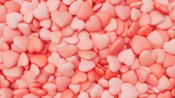 istock Light red hearts background for Valentine's Day. Pile of hearts. Romantic backdrop. 3d render illustration 2195161509