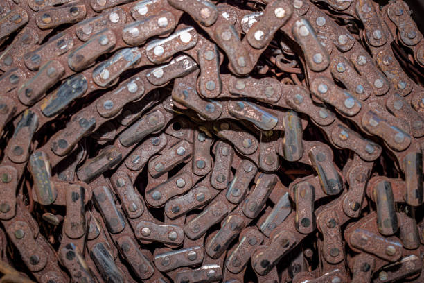 Close Up of Rusty Industrial Metal Chain