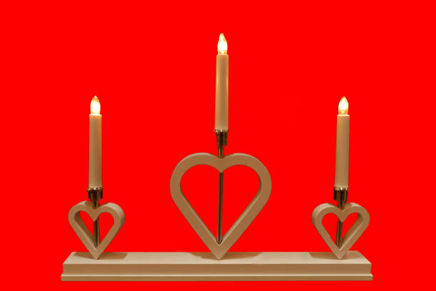istock Red Candles with Heart-Shaped Holders 2195178322