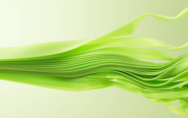 istock Flowing gradient green curve ribbons background, 3d rendering. 2195179014