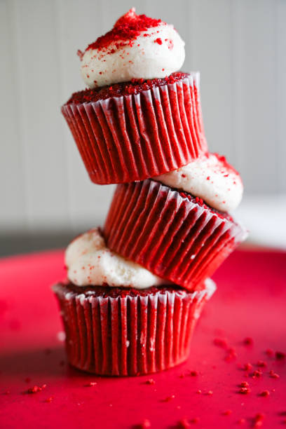 istock Red Velvet Cupcakes Stacked Up 2195196872