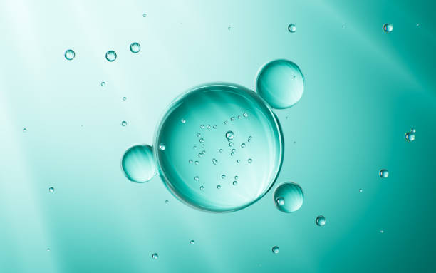 istock Cyan glass spheres with molecule, Concept skin care Cosmetics background, 3D rendering. 2195196987