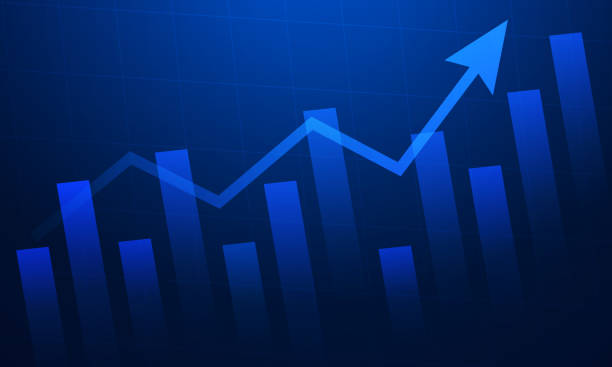istock Abstract financial business growth graph up arrow digital technology on dark blue futuristic with grid background 2195198451