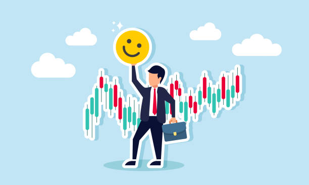 istock A businessman stands in front of a stick chart holding a happy emoticon, illustration of gaining positive market attention from purchasing a company's stock 2195198470